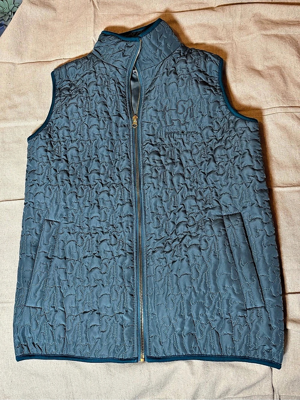 Puppie Love Quilted Vest Blue- Small